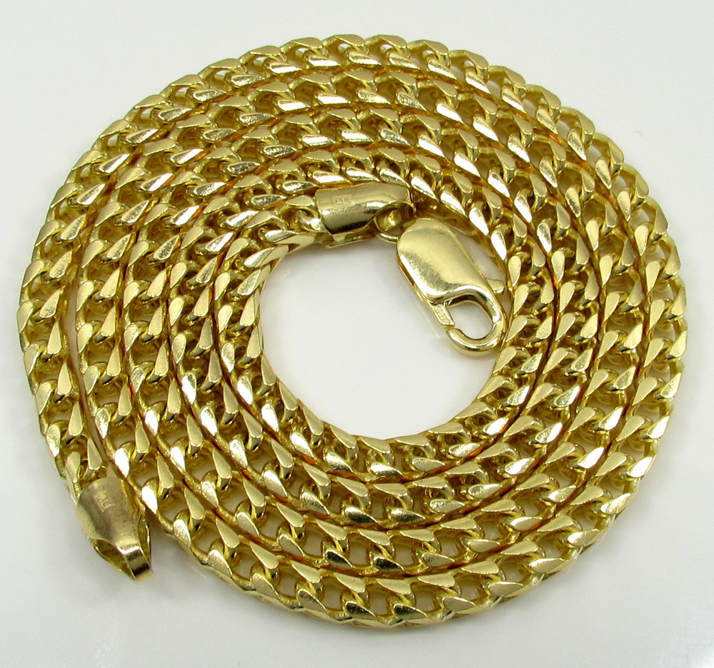 10k solid yellow gold tight link medium franco chain 20-30 inch 3.7mm