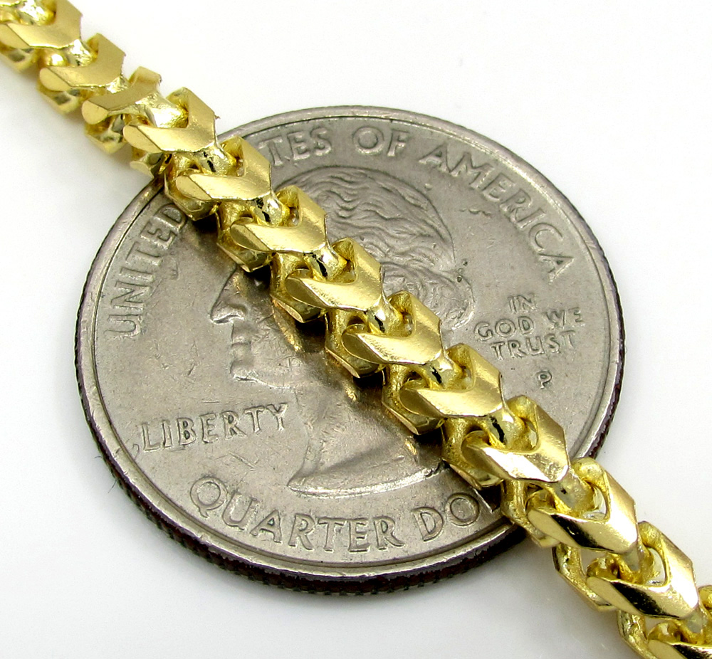 10k solid yellow gold tight link medium franco chain 20-30 inch 3.7mm