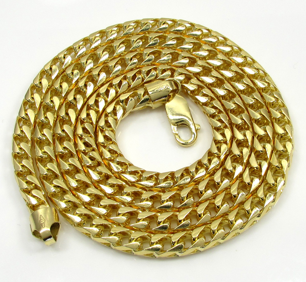 10k solid yellow gold tight link franco chain 24-26 inch 4.5mm