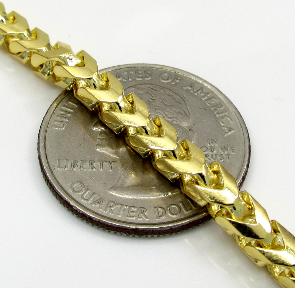 10k solid yellow gold tight link franco chain 22-26 inch 4.5mm - Image 3