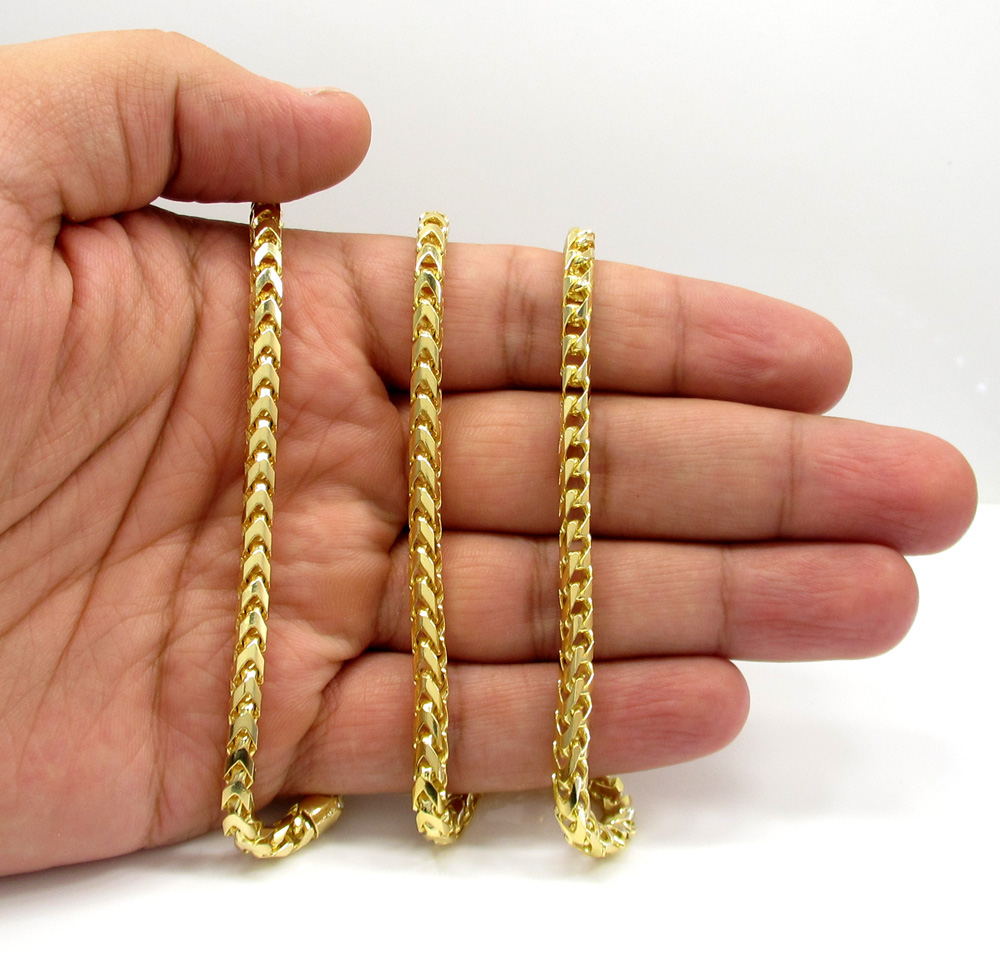 10k solid yellow gold tight link franco chain 24-26 inch 4.5mm