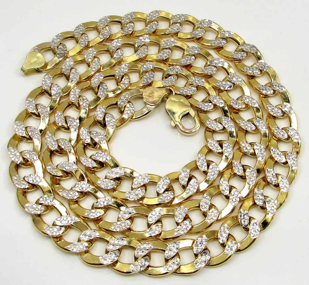 10k yellow gold super thick hollow two tone cuban chain 20-30 inch 10.8mm