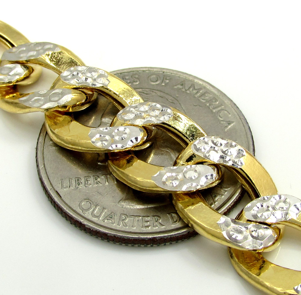 10k yellow gold super thick hollow two tone cuban chain 20-30 inch 10.8mm