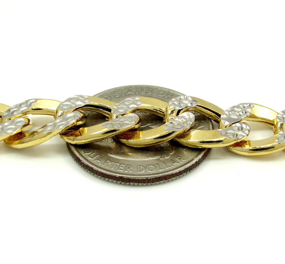 10k yellow gold super thick hollow two tone cuban chain 20-30 inch 10.8mm