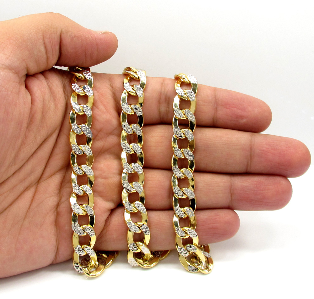 10k yellow gold super thick hollow two tone cuban chain 20-30 inch 10.8mm