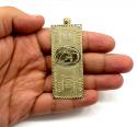 10k yellow gold large hundred dollar bill plate large pendant 