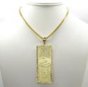 10k yellow gold large hundred dollar bill plate large pendant 