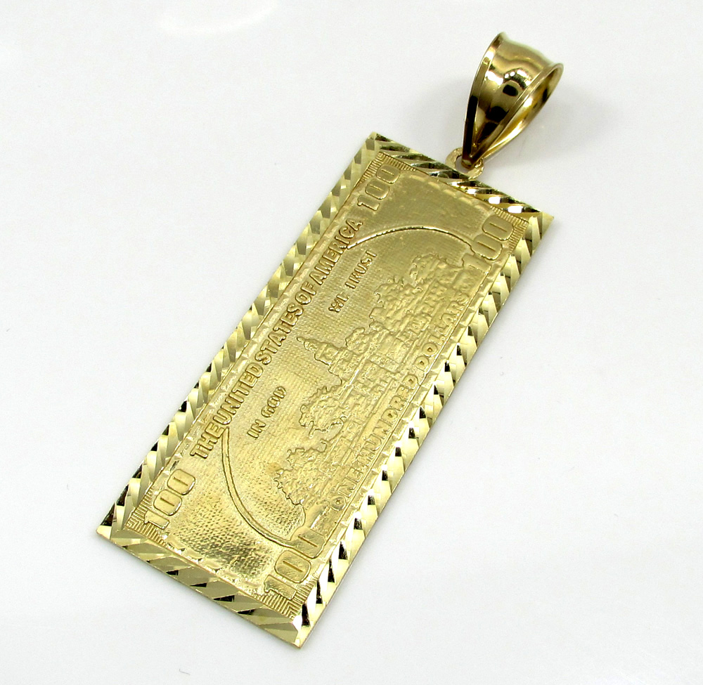 10k yellow gold medium hundred dollar bill plate - Image 2