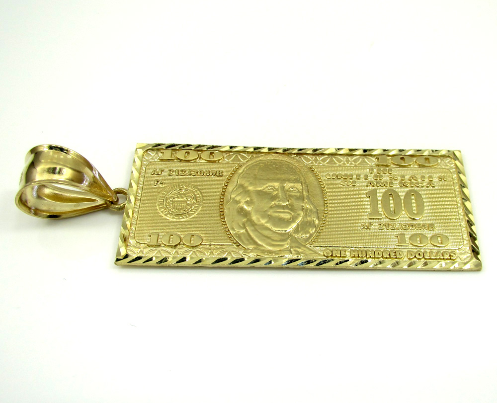 10k yellow gold medium hundred dollar bill plate - Image 3
