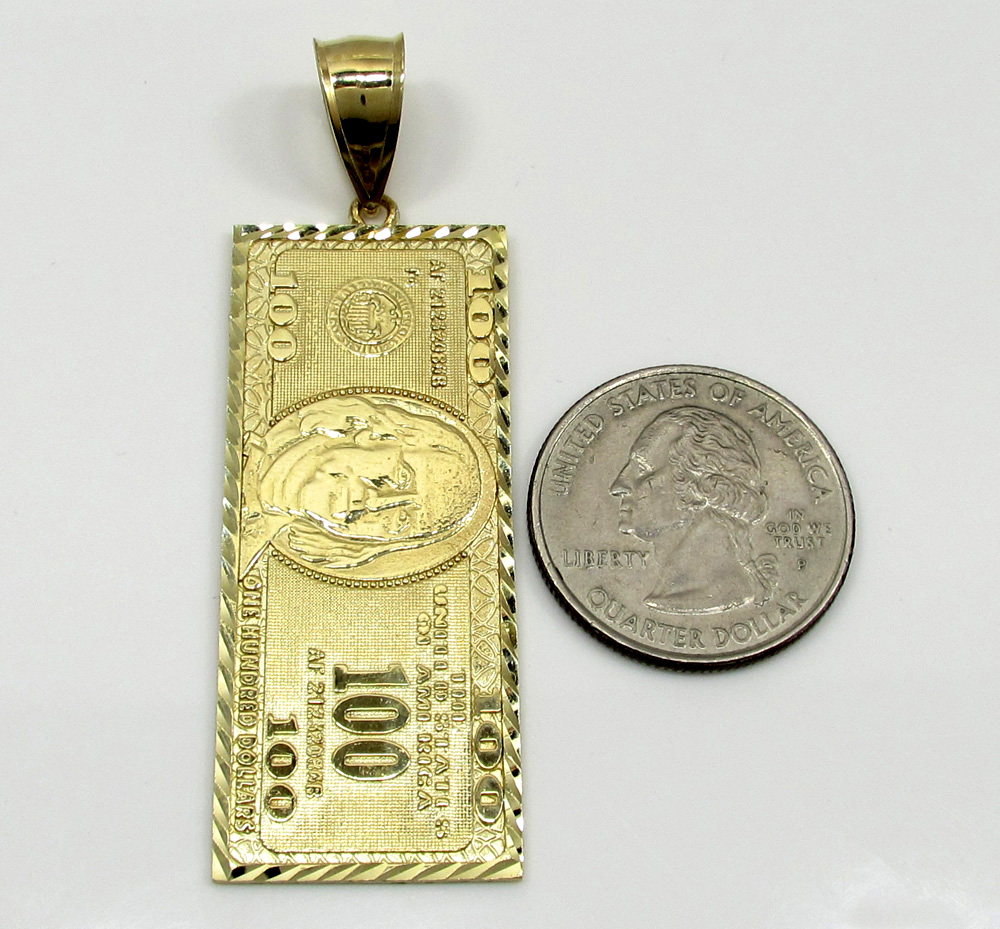 10k yellow gold medium hundred dollar bill plate 