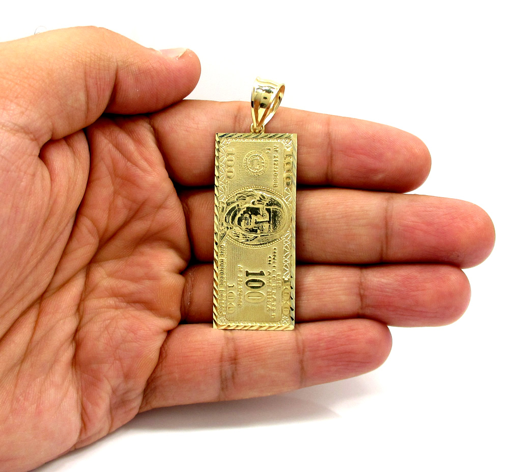 10k yellow gold medium hundred dollar bill plate 