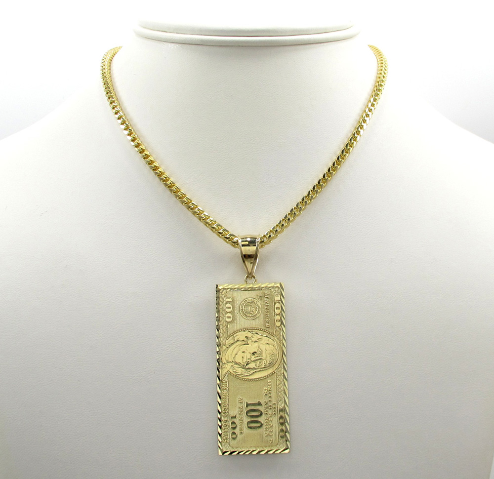 10k yellow gold medium hundred dollar bill plate 