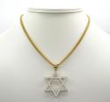 10k yellow gold xl iced out cz star of david pendant 1.00ct