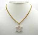 10k yellow gold large iced out cz star of david pendant 0.75ct