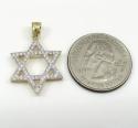 10k yellow gold medium iced out cz star of david pendant 0.50ct