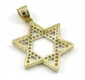 10k yellow gold medium iced out cz star of david pendant 0.50ct