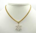 10k yellow gold medium iced out cz star of david pendant 0.50ct