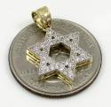 10k yellow gold small iced out cz star of david pendant 0.25ct