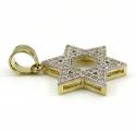 10k yellow gold small iced out cz star of david pendant 0.25ct
