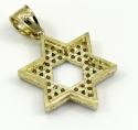 10k yellow gold small iced out cz star of david pendant 0.25ct