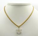 10k yellow gold small iced out cz star of david pendant 0.25ct
