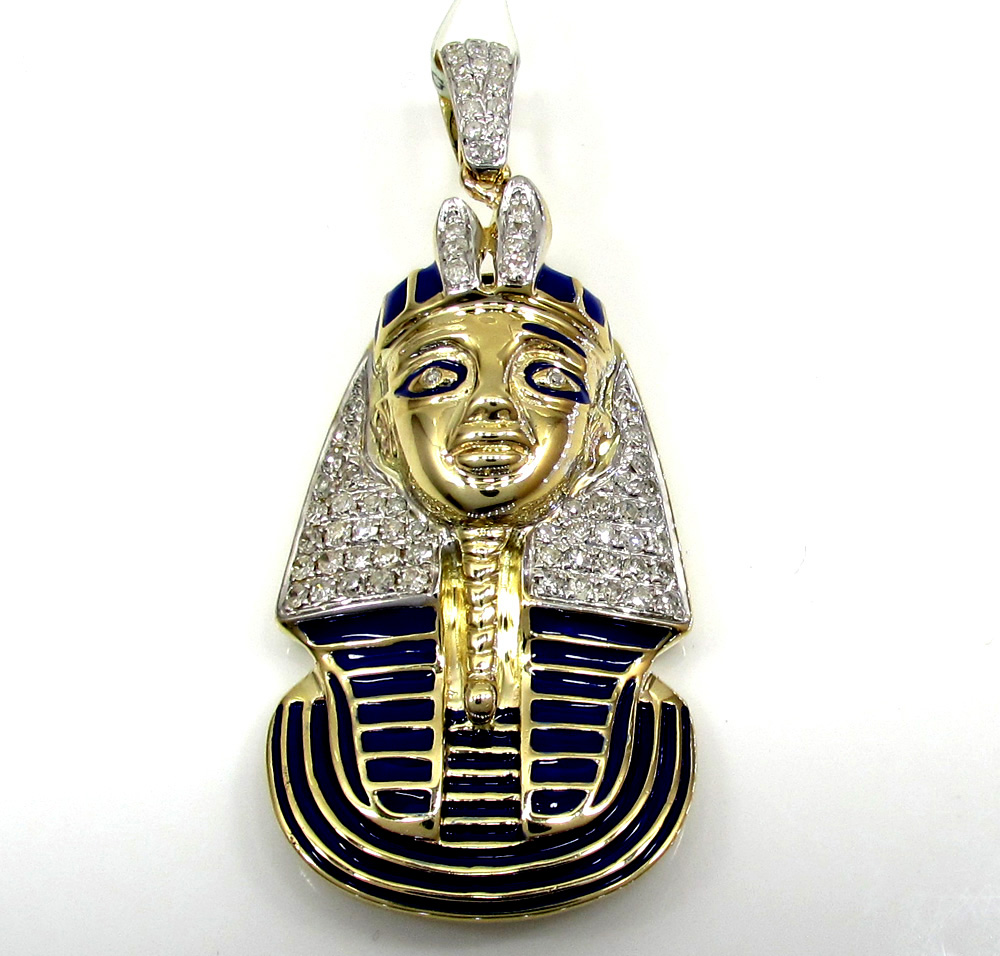 10k yellow gold pharaoh sphinx pyramid pendant .63ct