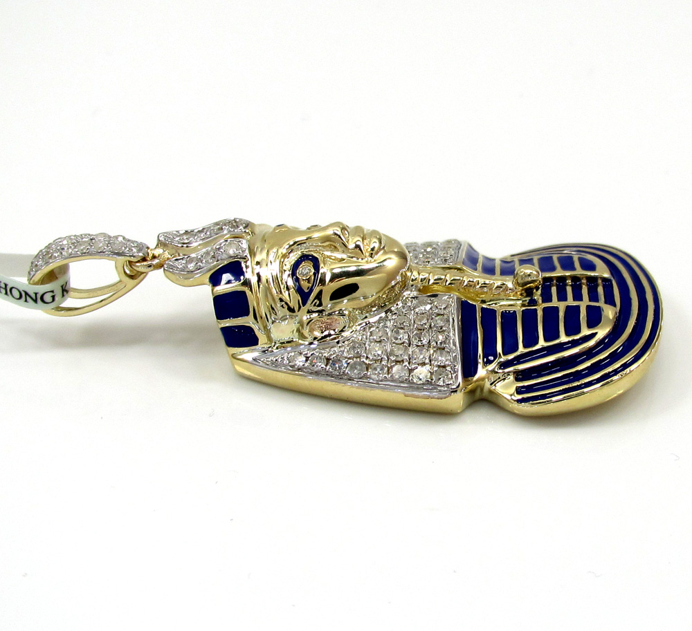 10k yellow gold pharaoh sphinx pyramid pendant .63ct
