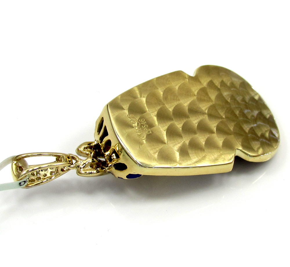 10k yellow gold pharaoh sphinx pyramid pendant .63ct