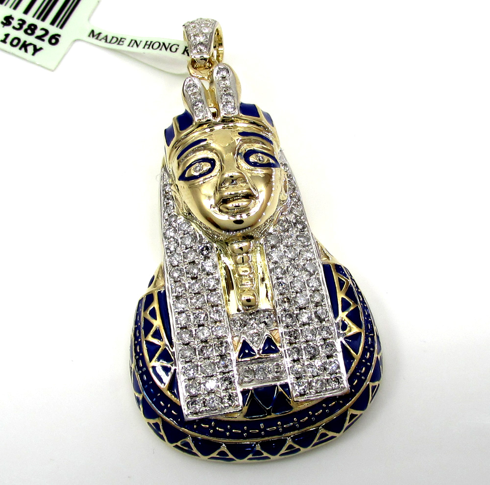 10k yellow gold pharaoh sphinx pendant 1.13ct