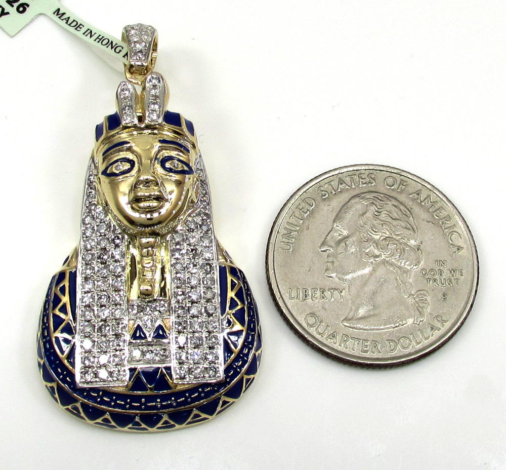 10k yellow gold pharaoh sphinx pendant 1.13ct