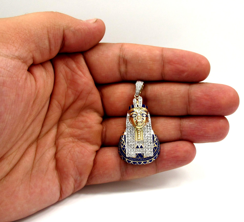 10k yellow gold pharaoh sphinx pendant 1.13ct - Image 6