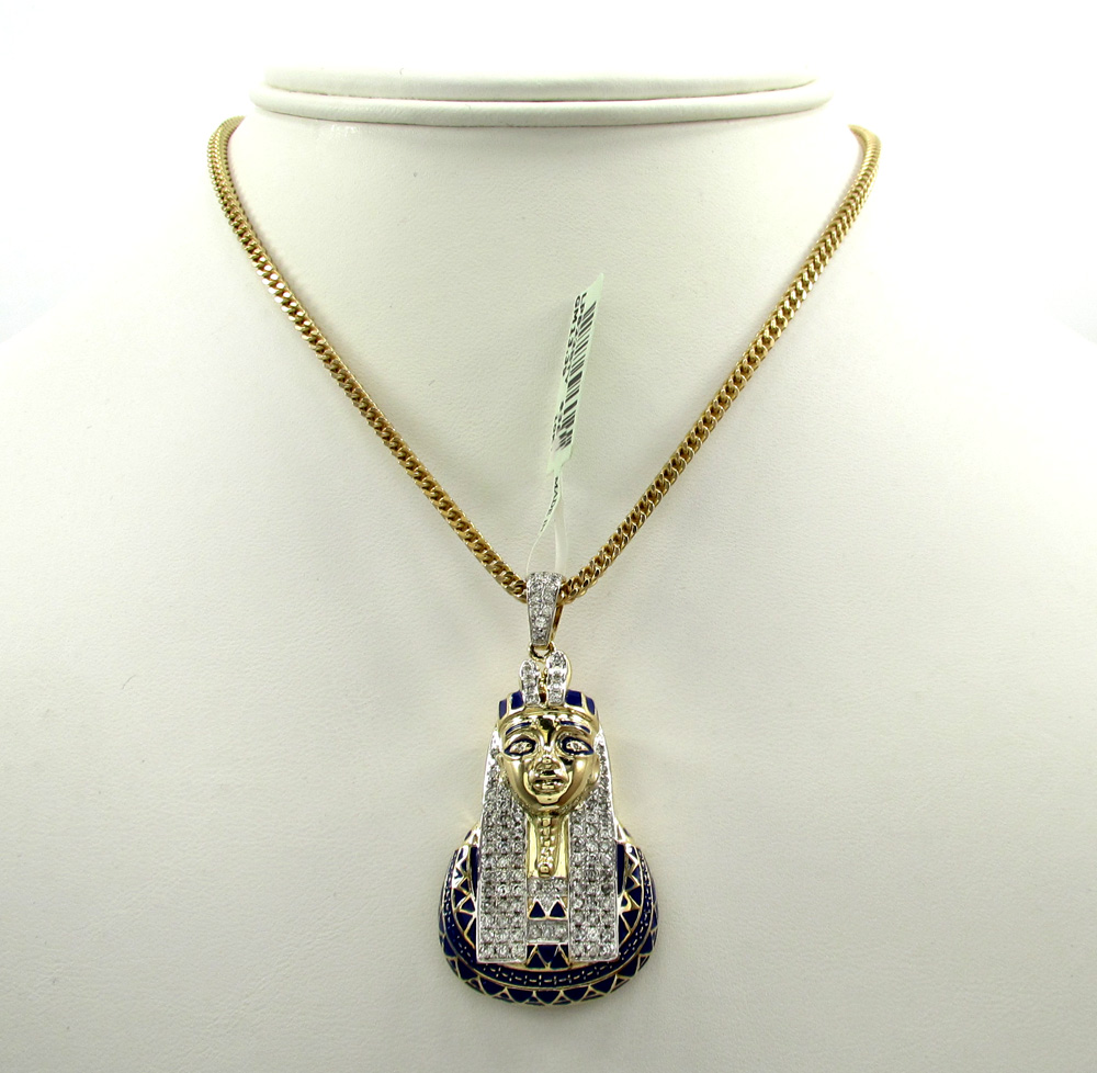 10k yellow gold pharaoh sphinx pendant 1.13ct