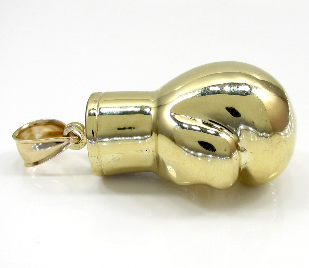 10k yellow gold two tone medium boxing glove pendant  - Image 2