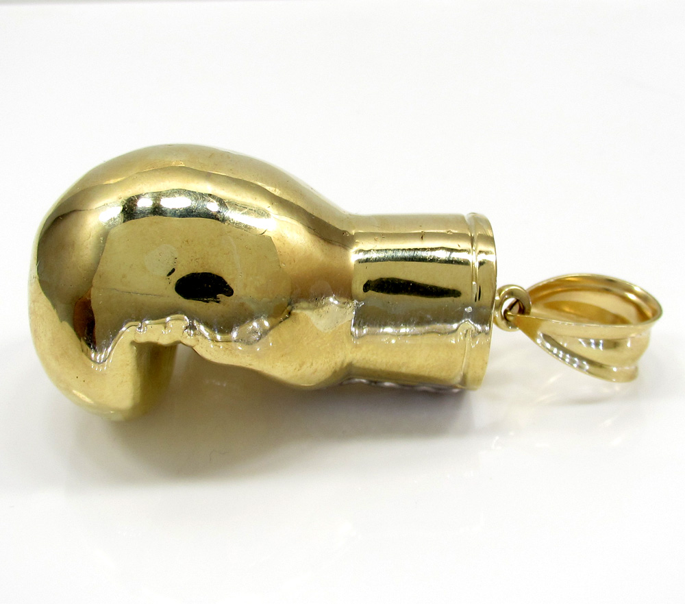 10k yellow gold two tone large boxing glove pendant 