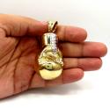 10k yellow gold two tone large boxing glove pendant 