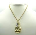 10k yellow gold two tone small boxing glove pendant 