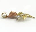 14k yellow gold medium three tone rose flower pendant 