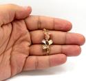14k yellow gold medium three tone rose flower pendant 