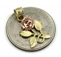 10k yellow gold two tone rose petal flower pendant 