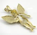 10k yellow gold large angel baby cherub cz pendant 0.90ct