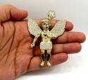 10k yellow gold large angel baby cherub cz pendant 0.90ct