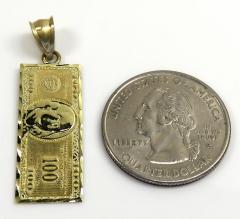 10k yellow gold $100 dollar bill money pendant