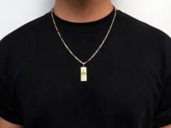 10k yellow gold $100 dollar bill money pendant