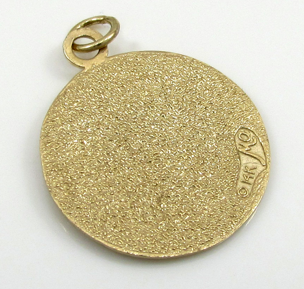 14k yellow gold mini saint christopher protect us coin pendant  - Image 2