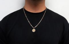14k yellow gold mini saint christopher protect us coin pendant 