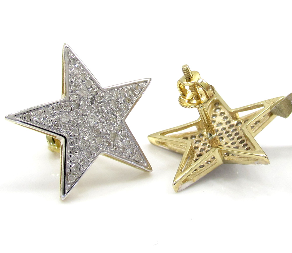 10k yellow gold fancy diamond star earrings 0.53ct - Image 2