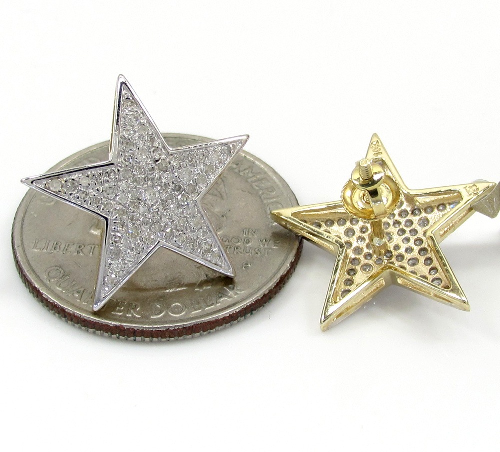 10k yellow gold fancy diamond star earrings 0.53ct - Image 3