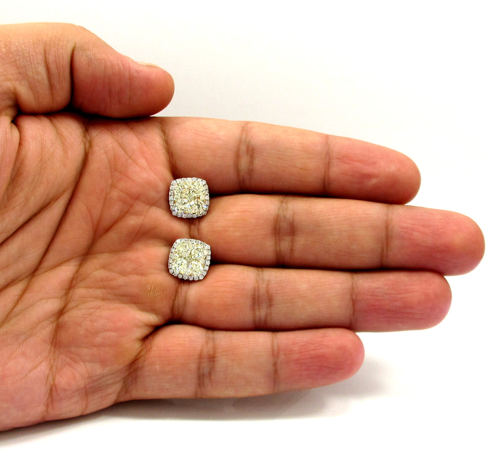 18k white gold natural canary diamond earrings 3.40ct