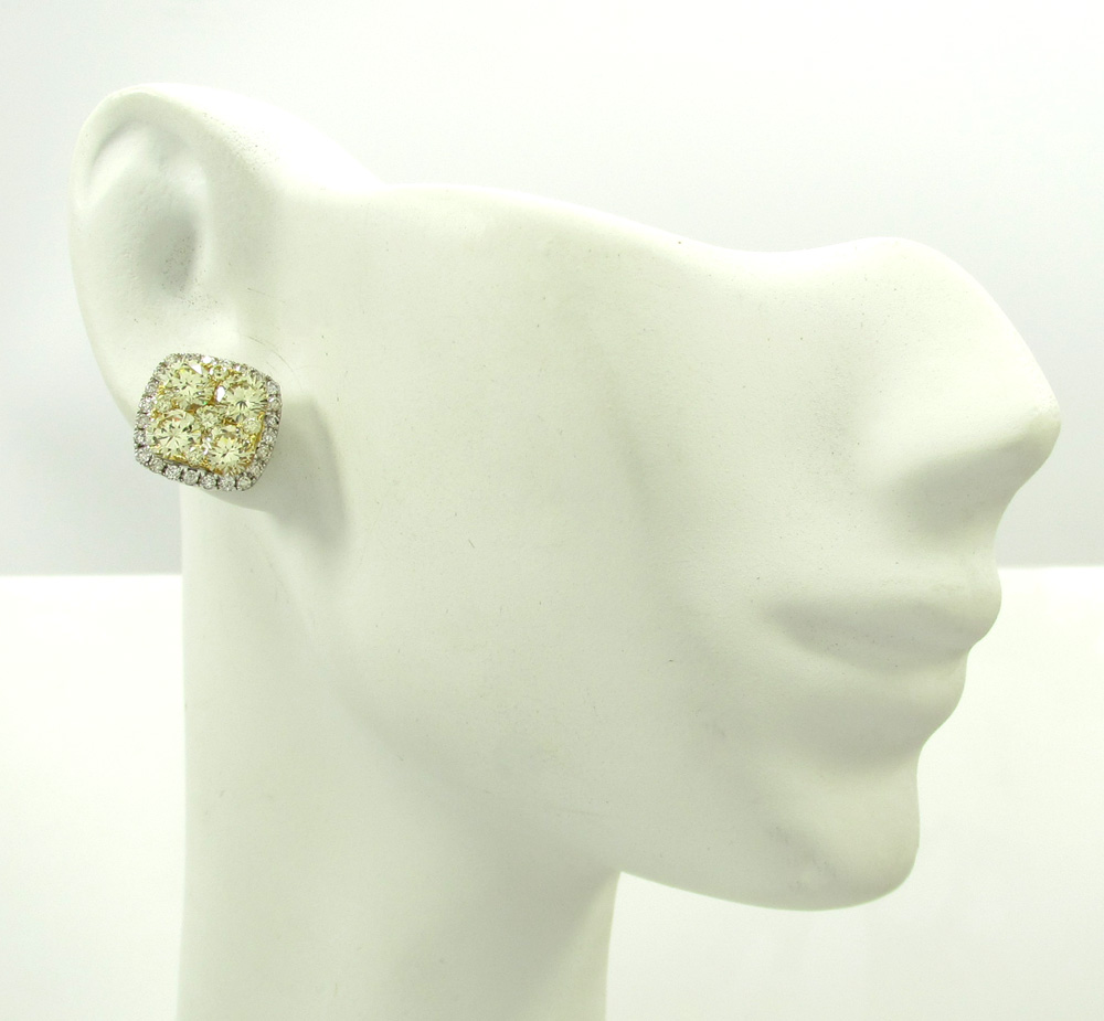 18k white gold natural canary diamond earrings 3.40ct