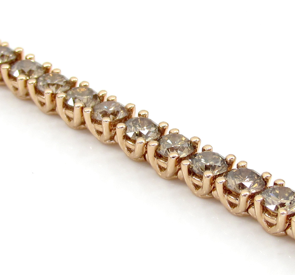 18k rose gold champagne diamonds tennis bracelet 7 inch 6.83ct - Image 5
